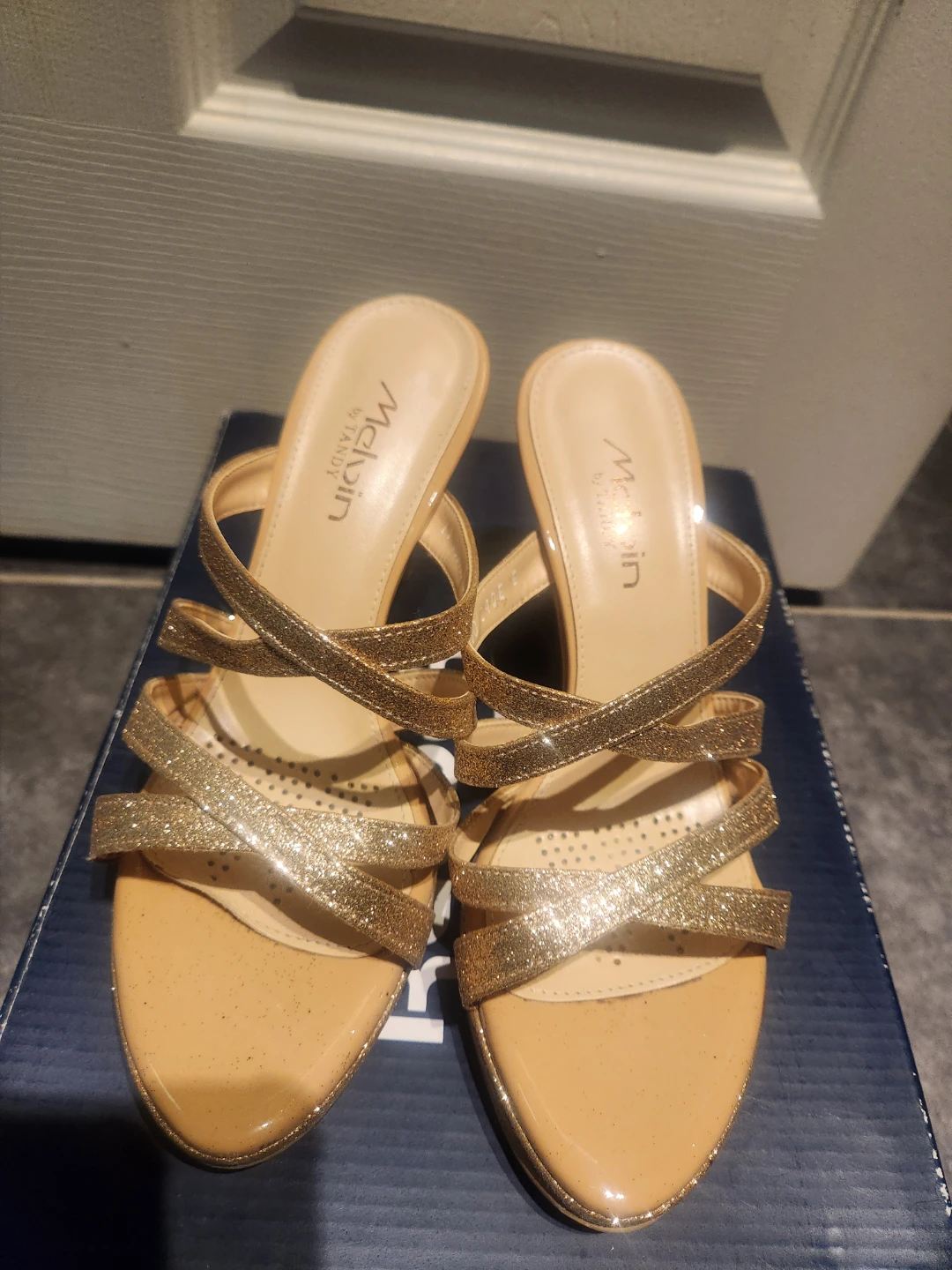 Gold Glitter Strappy Heeled Sandals - photo 4