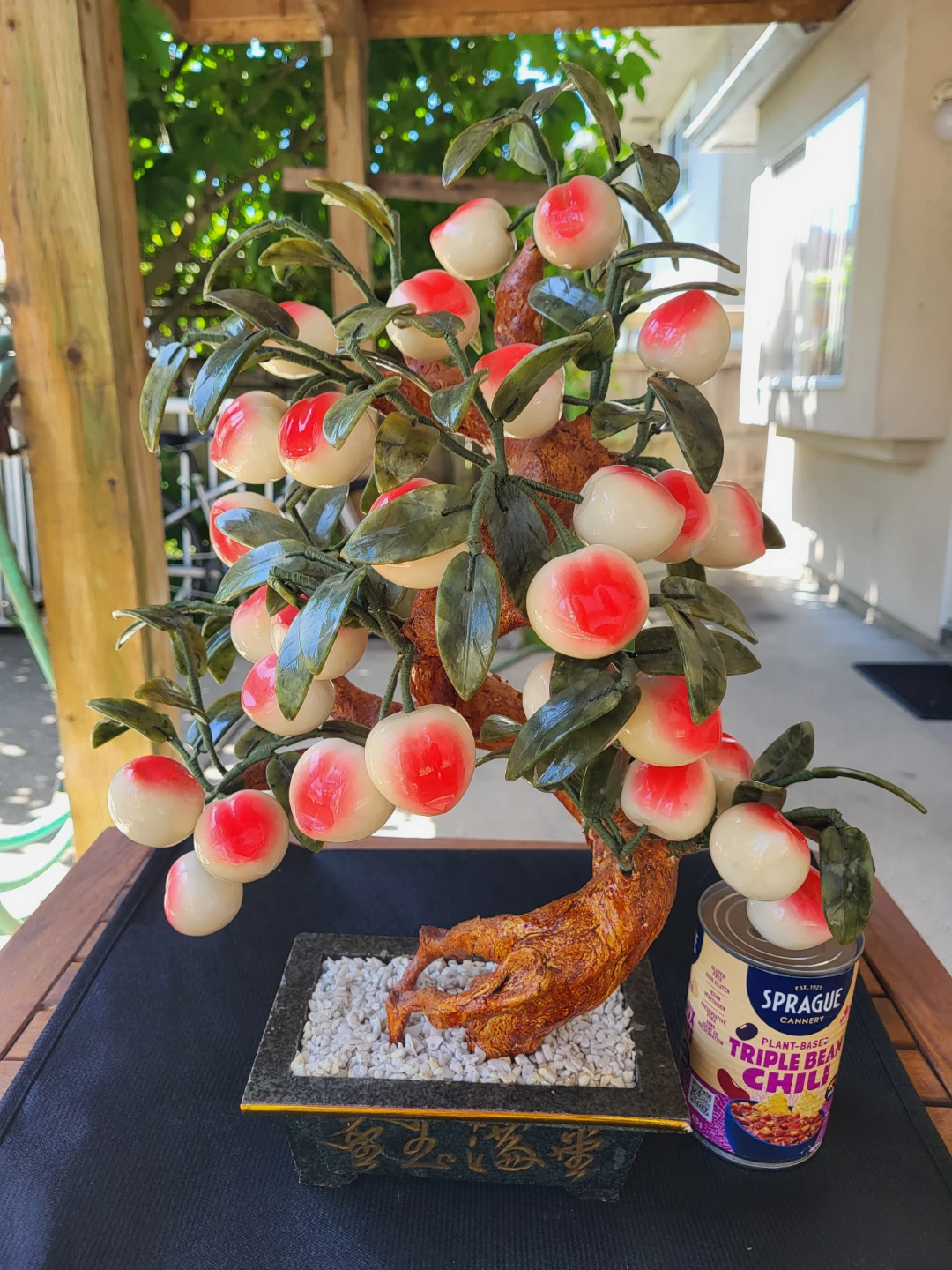 ⚽️ Vintage 23" Chinese Glass Peach Tree Bonsai ⚽️