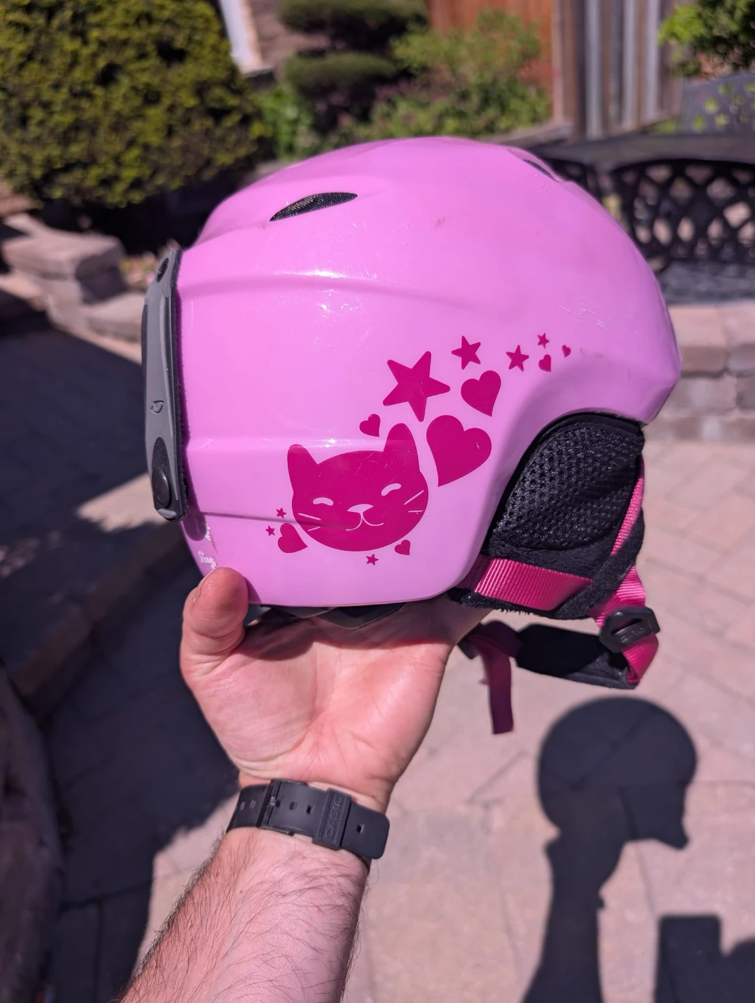Girl's Giro Pink Ski Snowboard Helmet with Cat Decal - photo 3