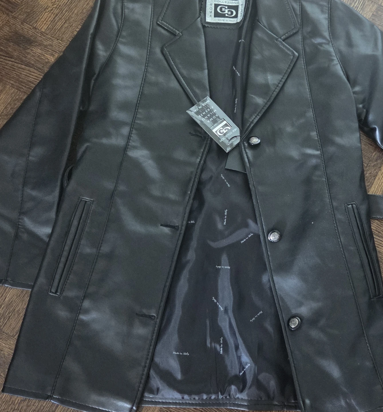 CD COLLEzione Black Leather Belted Blazer Made in Italy - photo 4