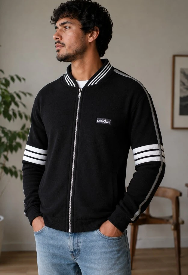Adidas fleece Black Track Jacket
