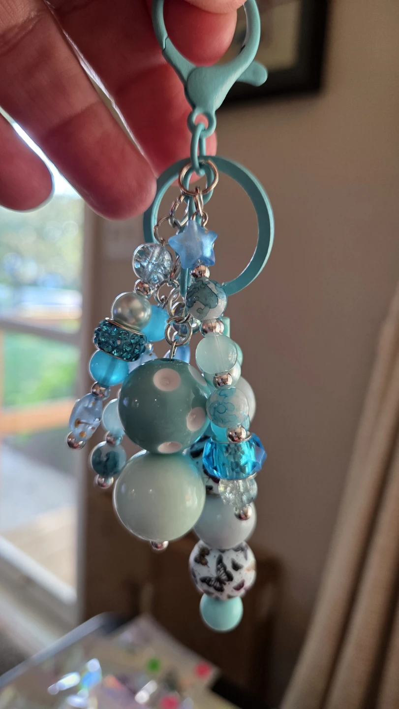 Blue Beaded Charm Keychain - photo 2