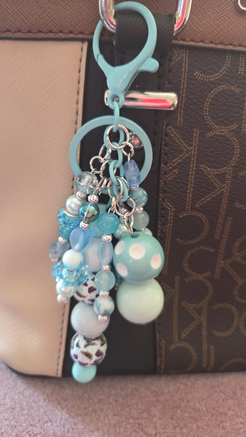 Blue Beaded Charm Keychain - photo 3