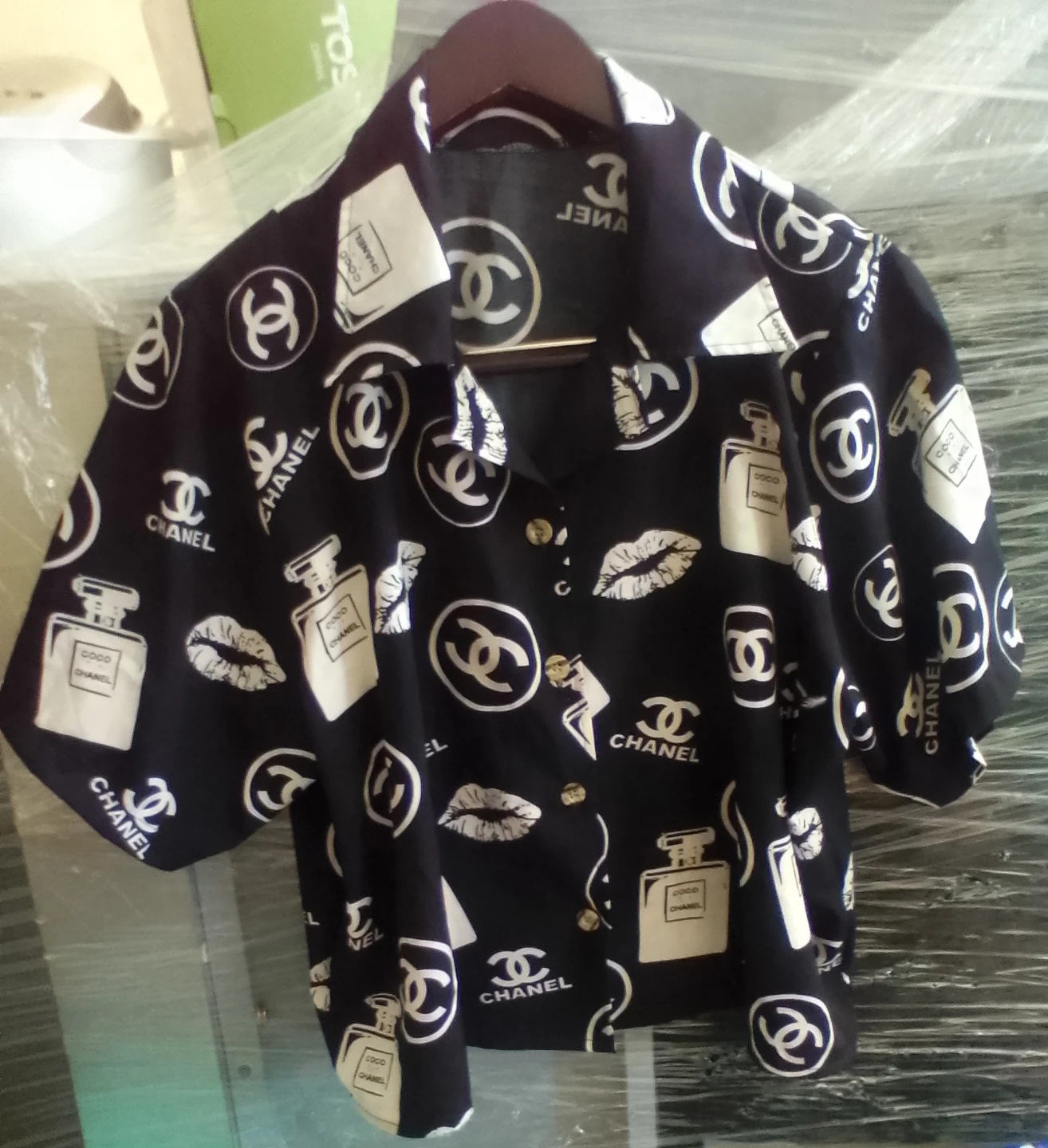 Chanel Inspired Black & White Print Shorts Set