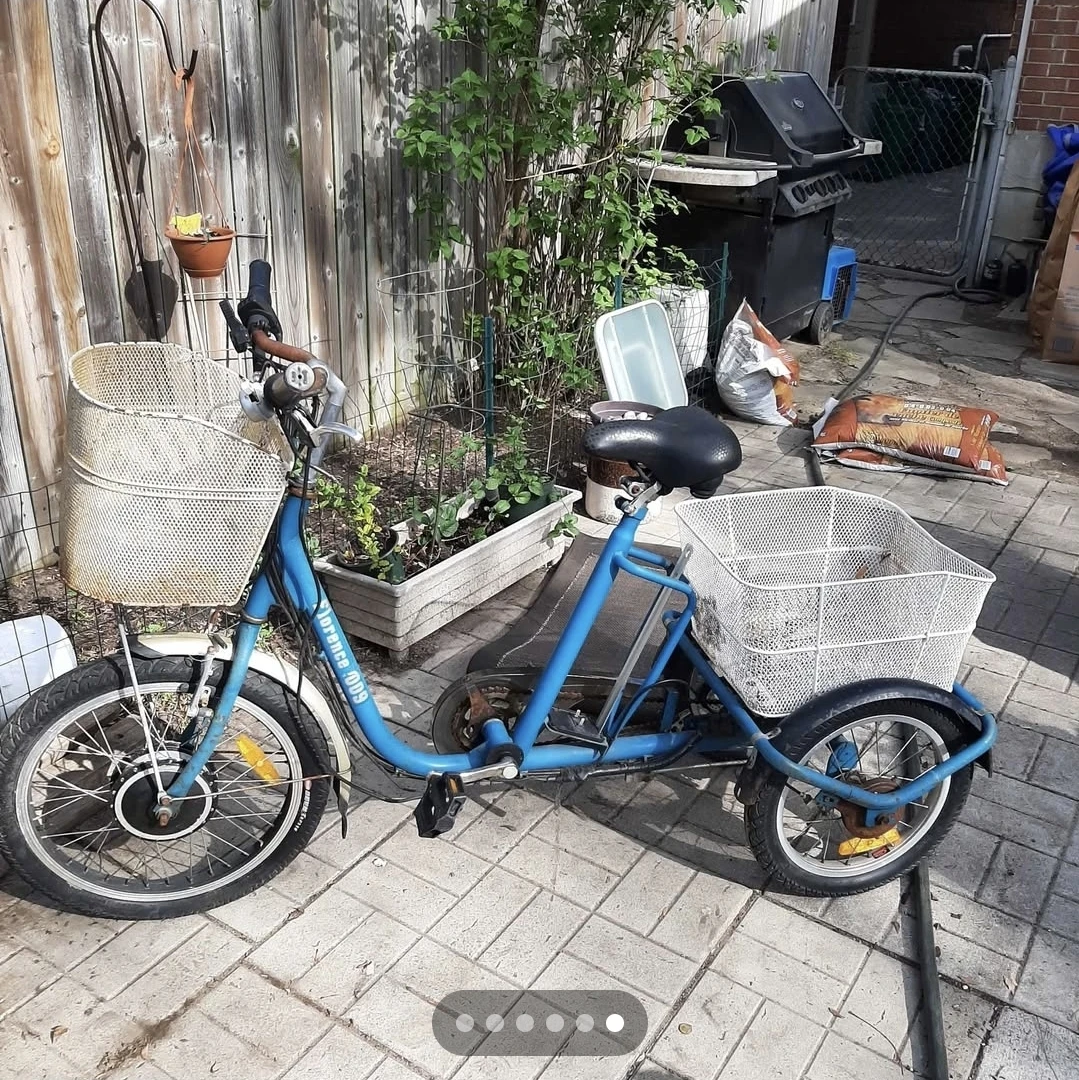 Blue Tricycle with Basket  . Works like Regular bike