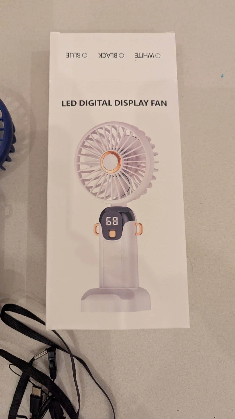 Blue LED Digital Display Mini Fan with Lanyard - photo 2