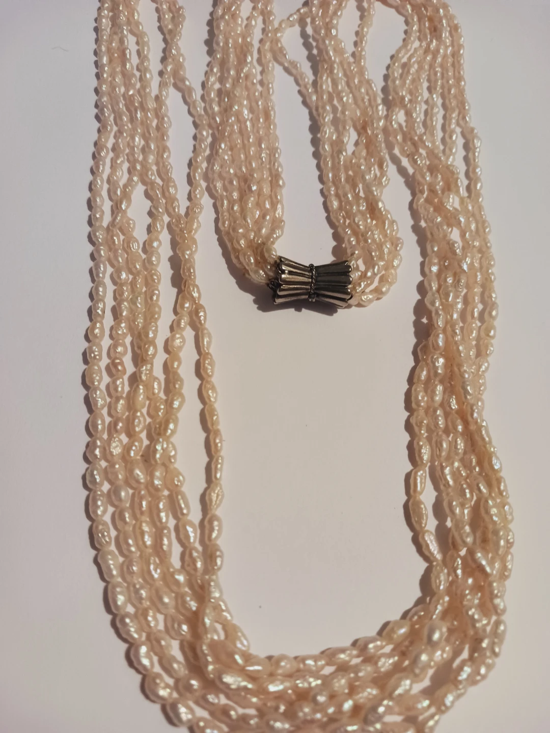 Sterling Silver 925 Genuine Freshwater Rice Pearl Necklace - photo 3
