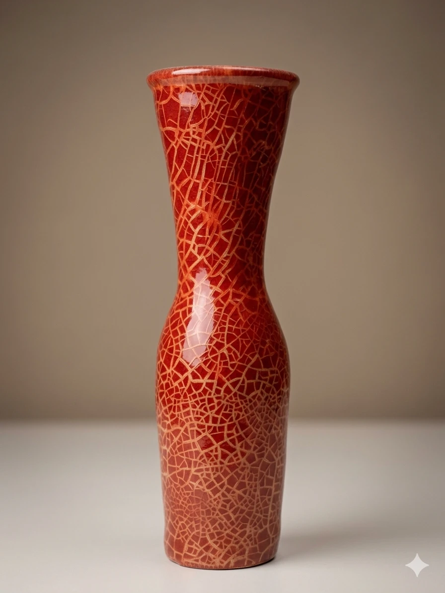 Vintage Zsolnay Pécs Red Crackle "Snakeskin" Glaze Art Pottery