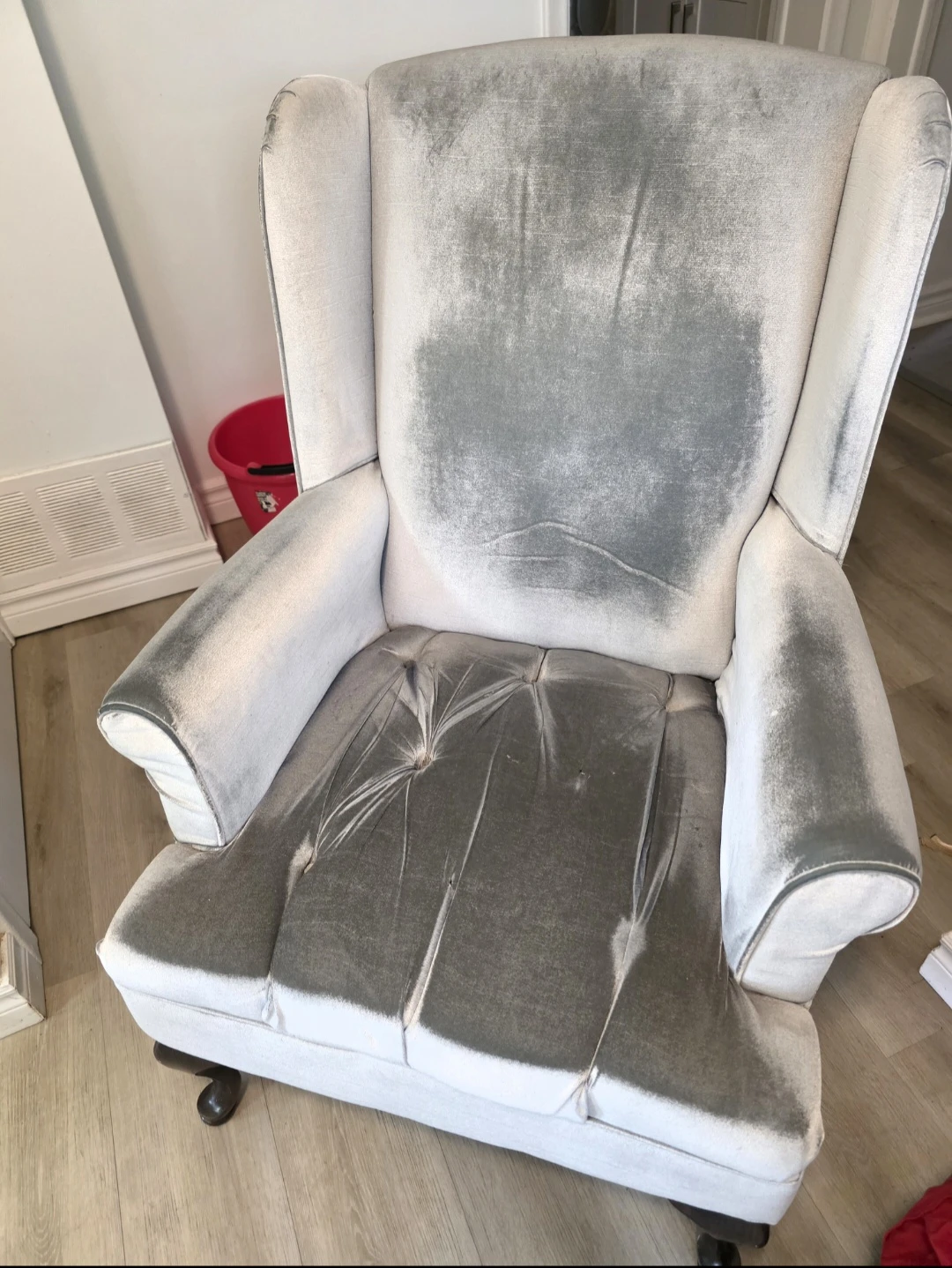 Elegant Gray Velvet Wingback Accent Chair