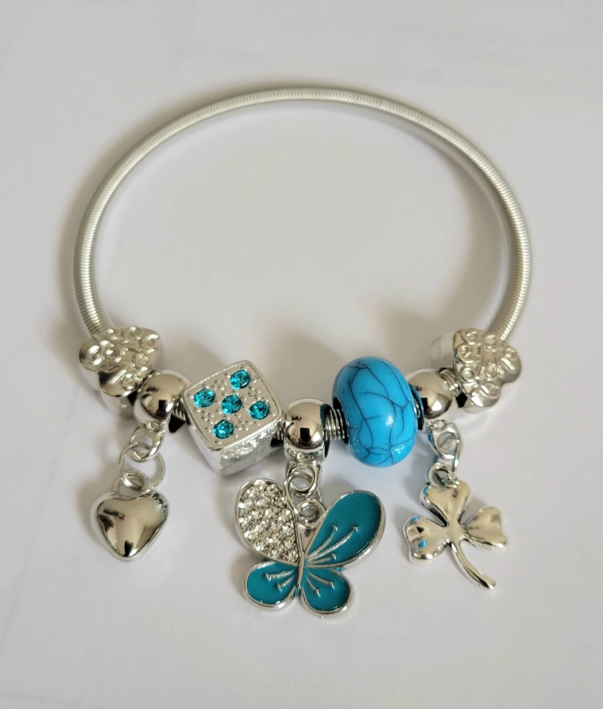 Charm Bracelet with Butterfly and Heart