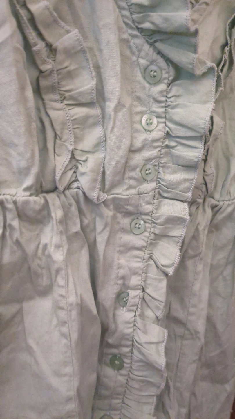 Antilia Femme Light Green Ruffled Button-Up Shirt - Size L - photo 3