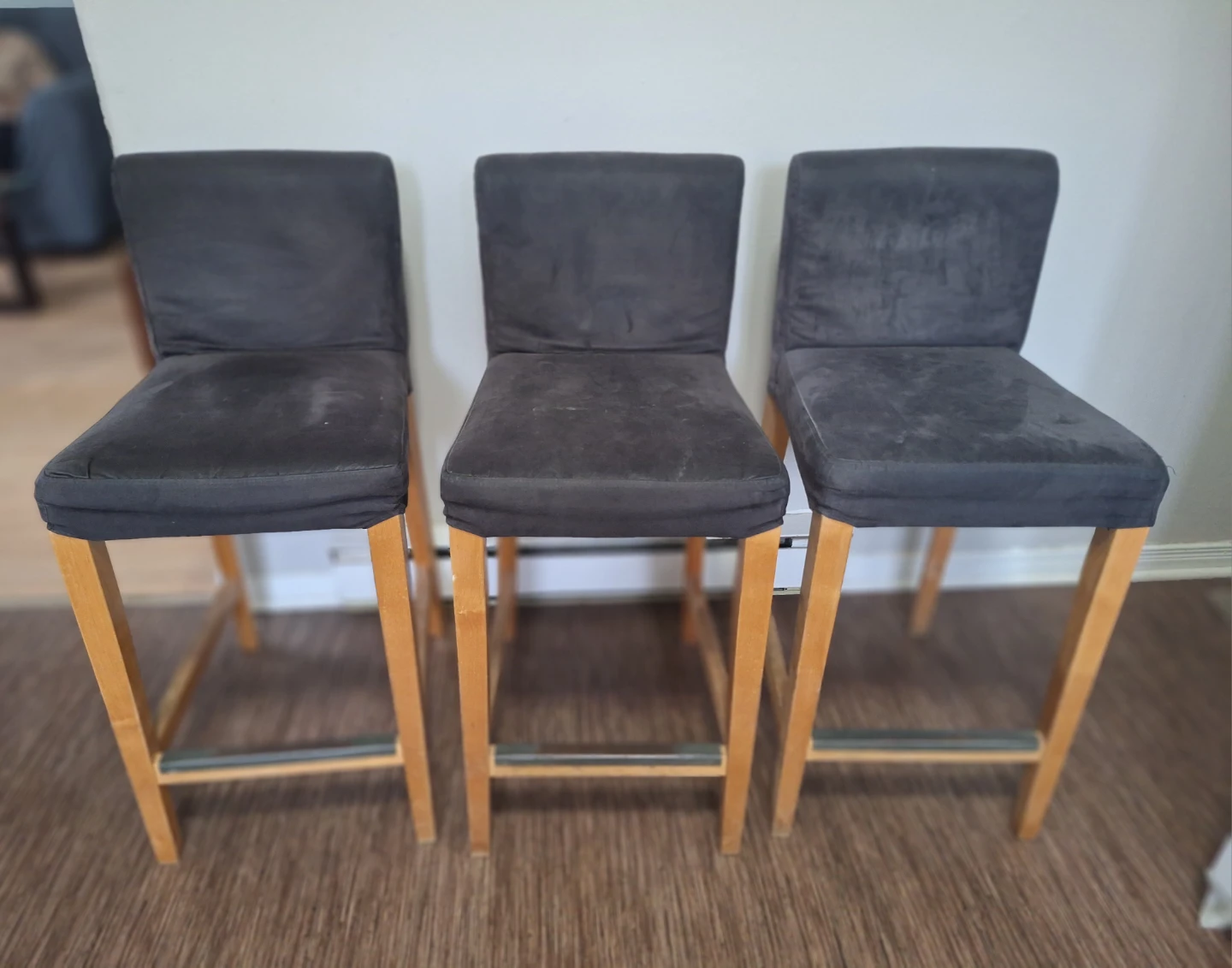 Set of 3 Dark Grey Bar Stools