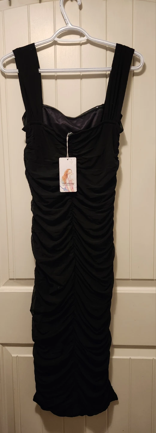 Black Ruched Midi Dress