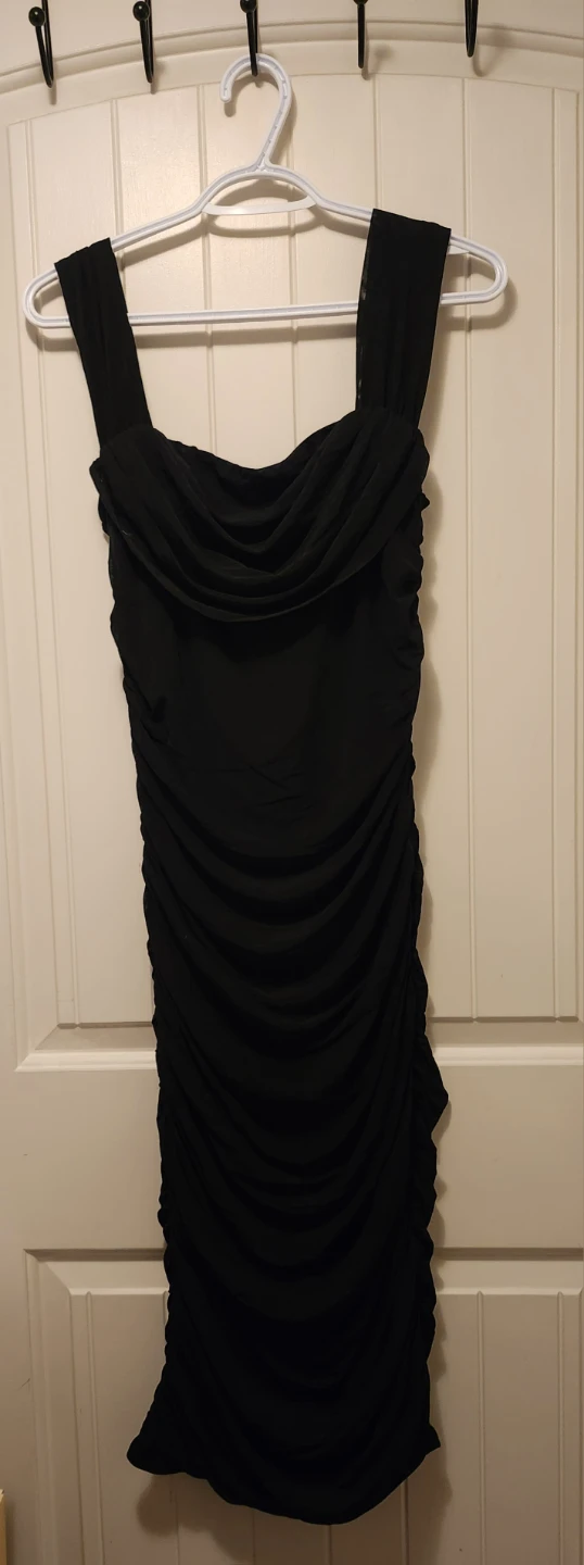 Black Ruched Midi Dress - photo 2