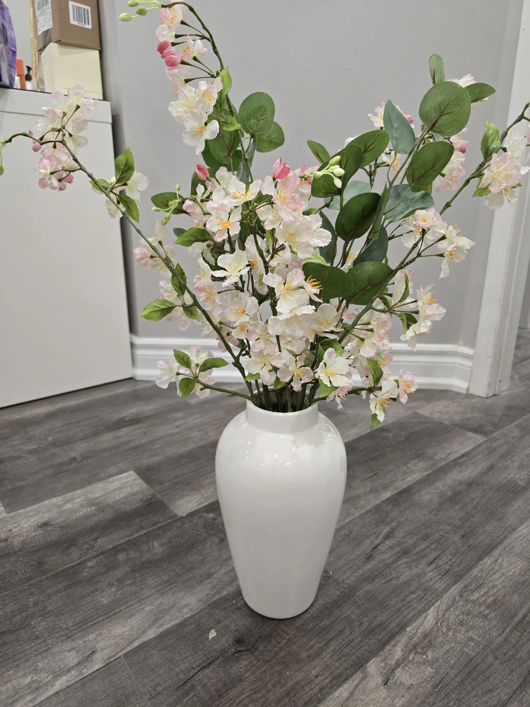 White Ceramic Vase with Artificial Flowers
