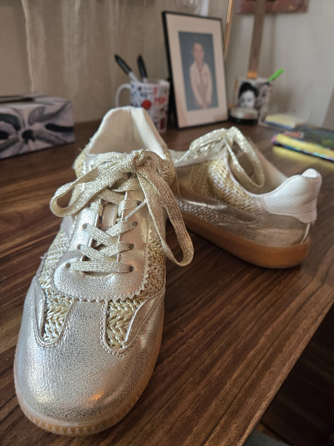 Gold Lace-Up Sneakers - Dirty Laundry (8.5W)