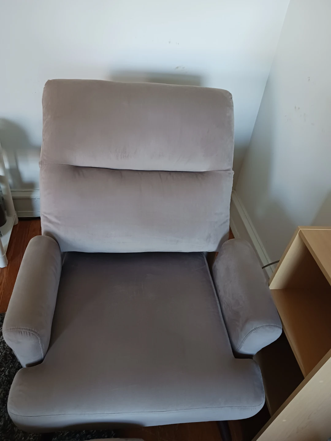 Gray Velvet Swivel Recliner Chair with Ottoman - photo 2