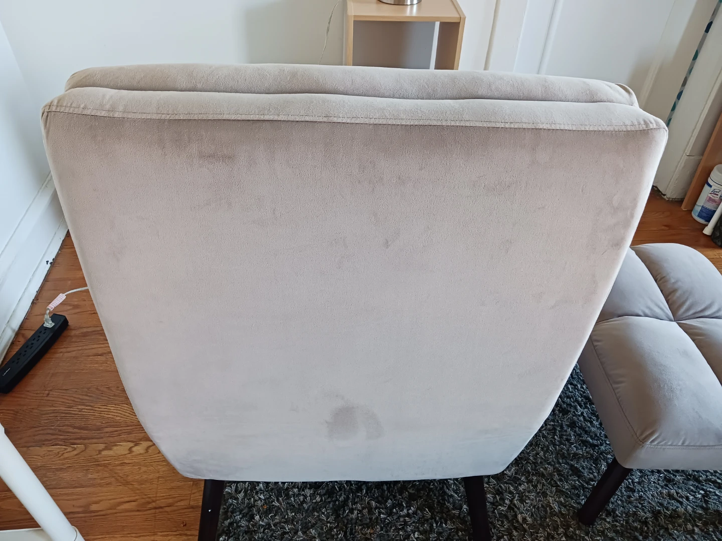 Gray Velvet Swivel Recliner Chair with Ottoman - photo 4