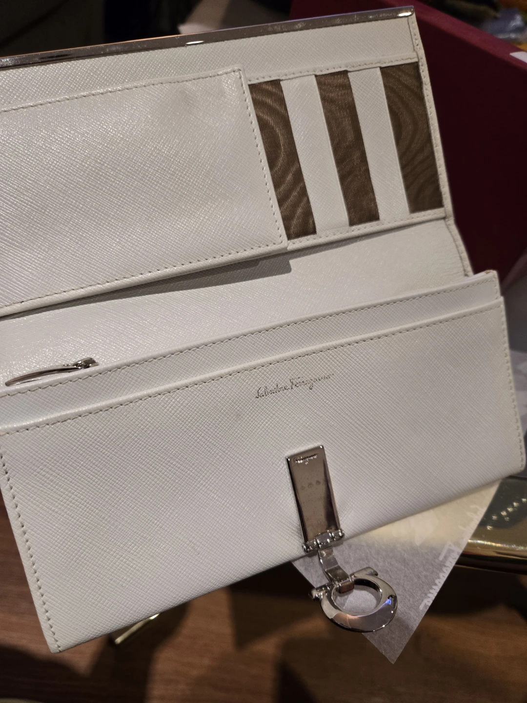 Salvatore Ferragamo White Leather Long Wallet with Lanyard - photo 2