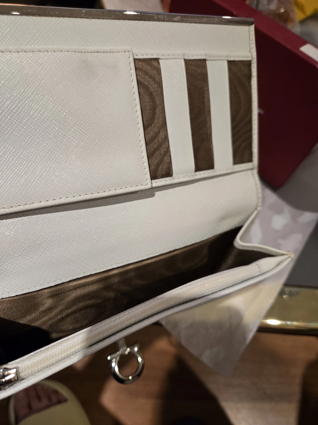 Salvatore Ferragamo White Leather Long Wallet with Lanyard - photo 3