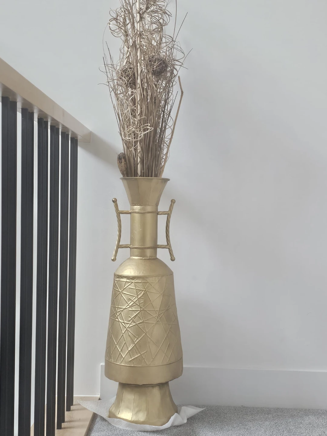 Large Gold Decorative Vase with Dried Stems - photo 2