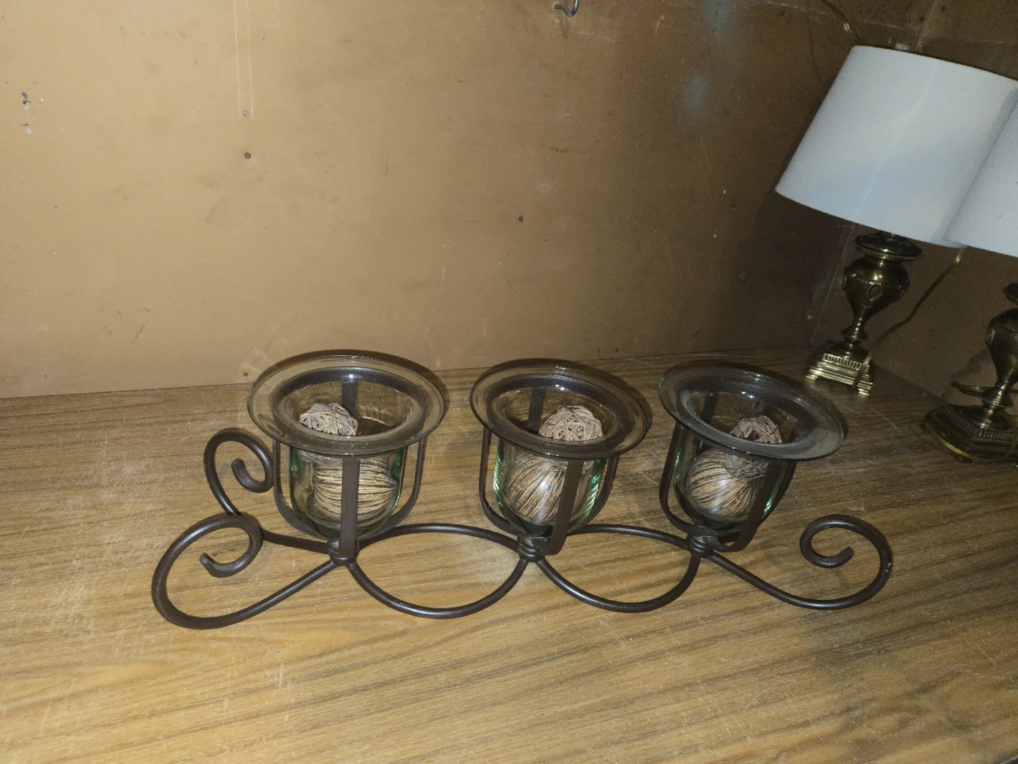 3-Vase Metal Candelabra with Decorative Orbs - photo 2