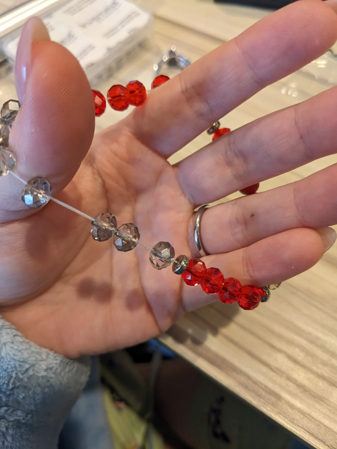 Red and Grey Beaded Evil Eye Bracelet - photo 2