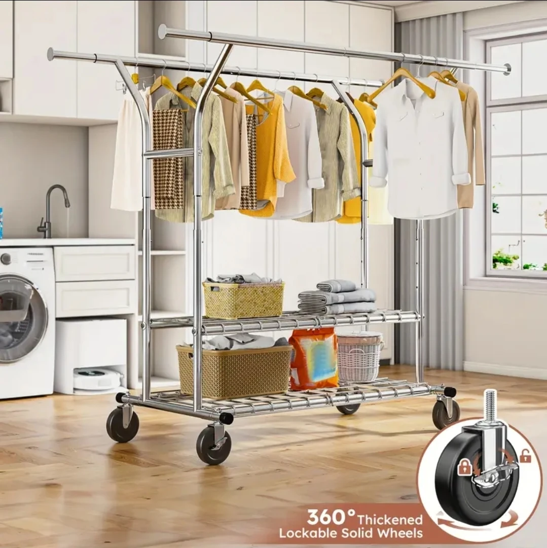 Brand new in box - Adjustable Heavy Duty Clothes Rack on Wheels