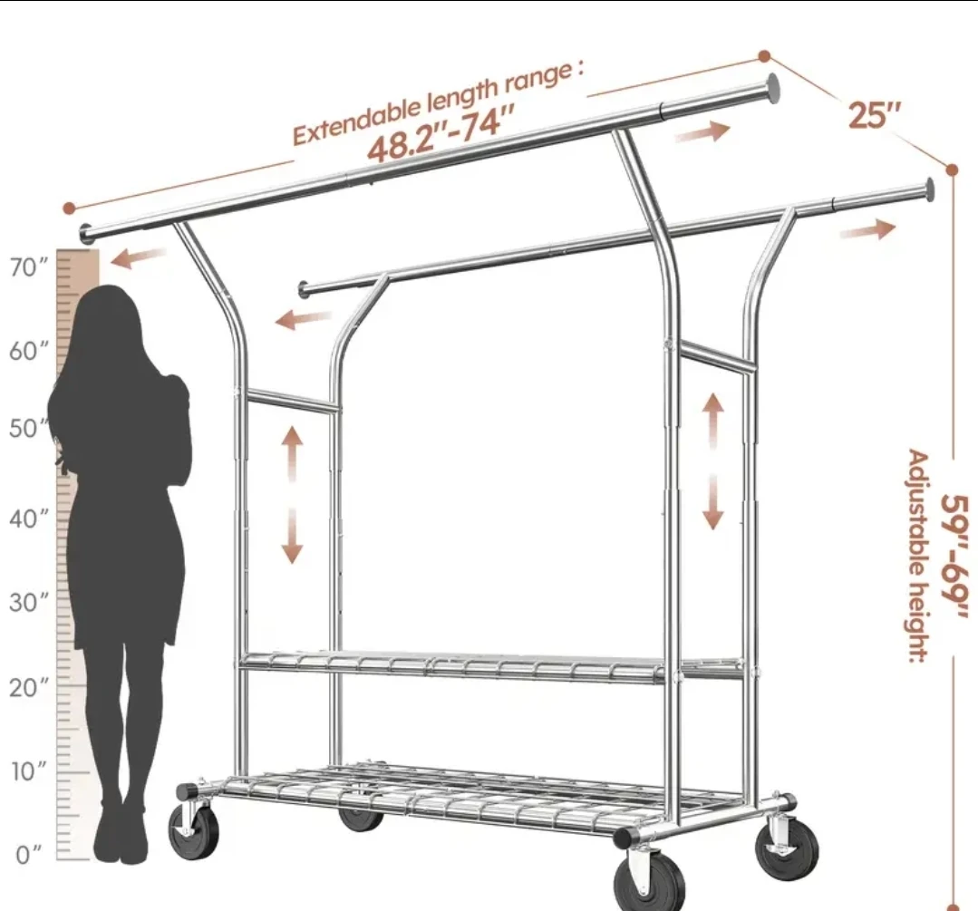 Brand new in box - Adjustable Heavy Duty Clothes Rack on Wheels - photo 2