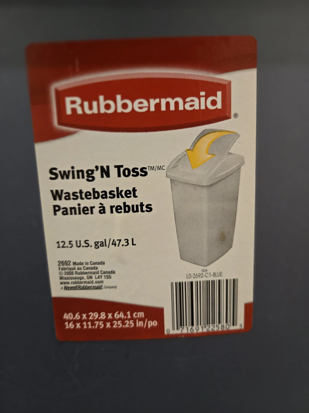 Rubbermaid Swing'N Toss Wastebasket - Blue - photo 2