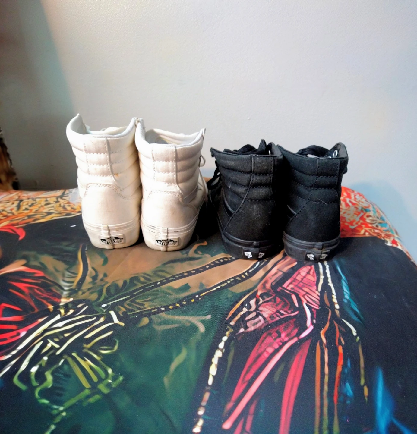 2 pairs of Vans Sk8-Hi High Tops1 Black Pair 1 White Pair Size 7 - photo 2