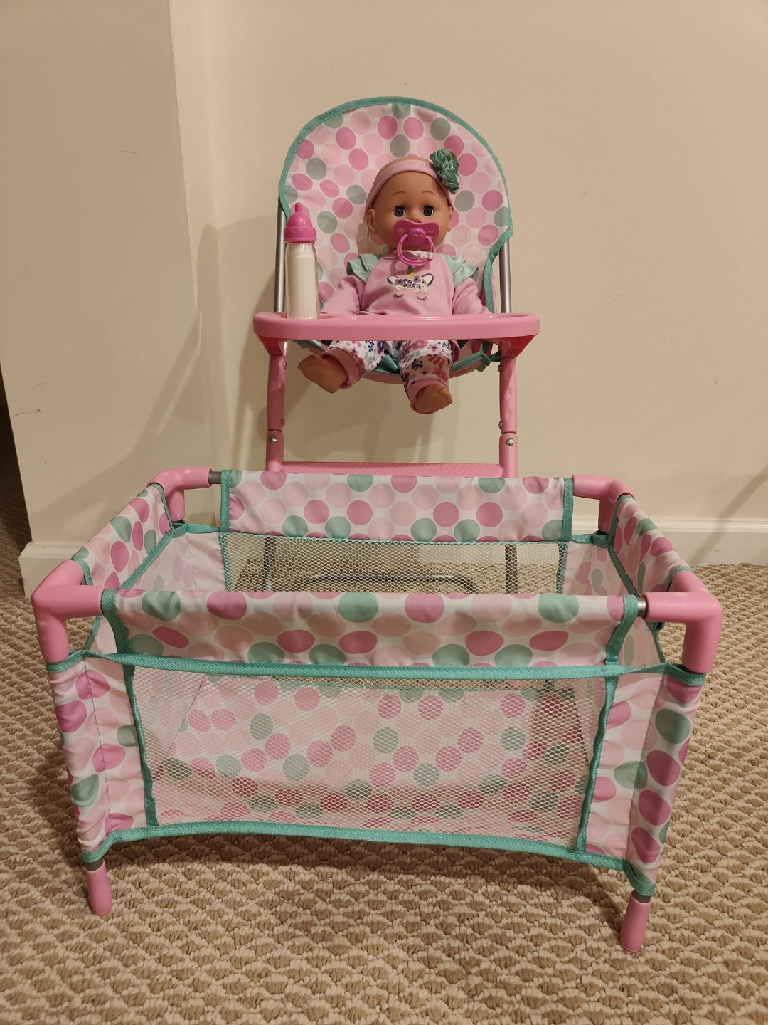 Baby Doll High Chair and Playpen Set