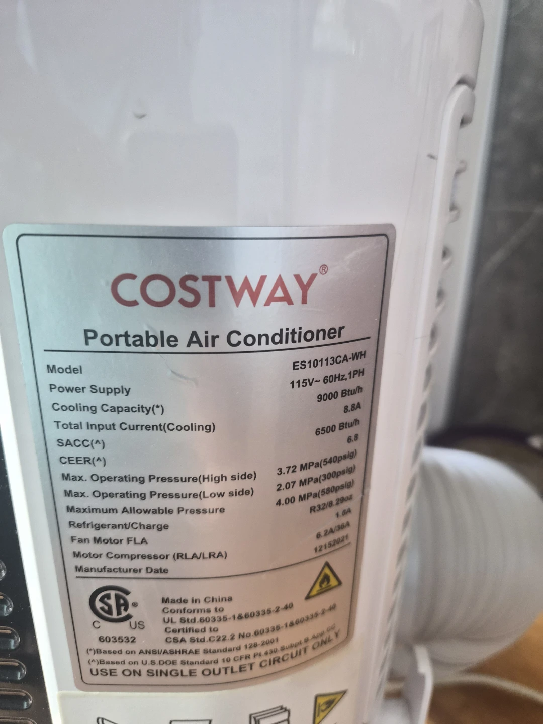 Costway Portable Air Conditioner 9000 BTU - photo 3