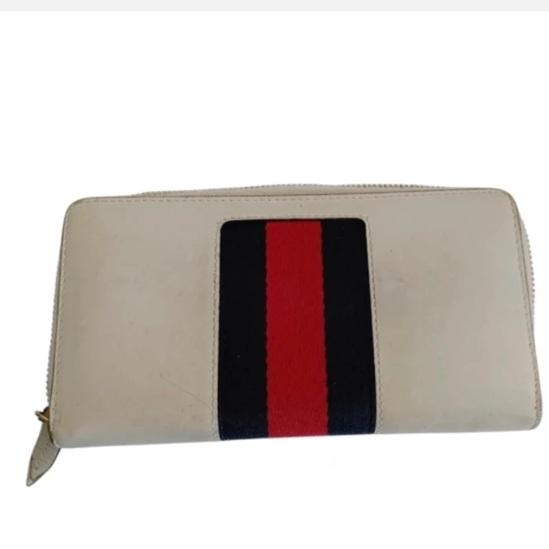 Gucci Sylvie Cream Leather and Stripe Wallet - photo 2