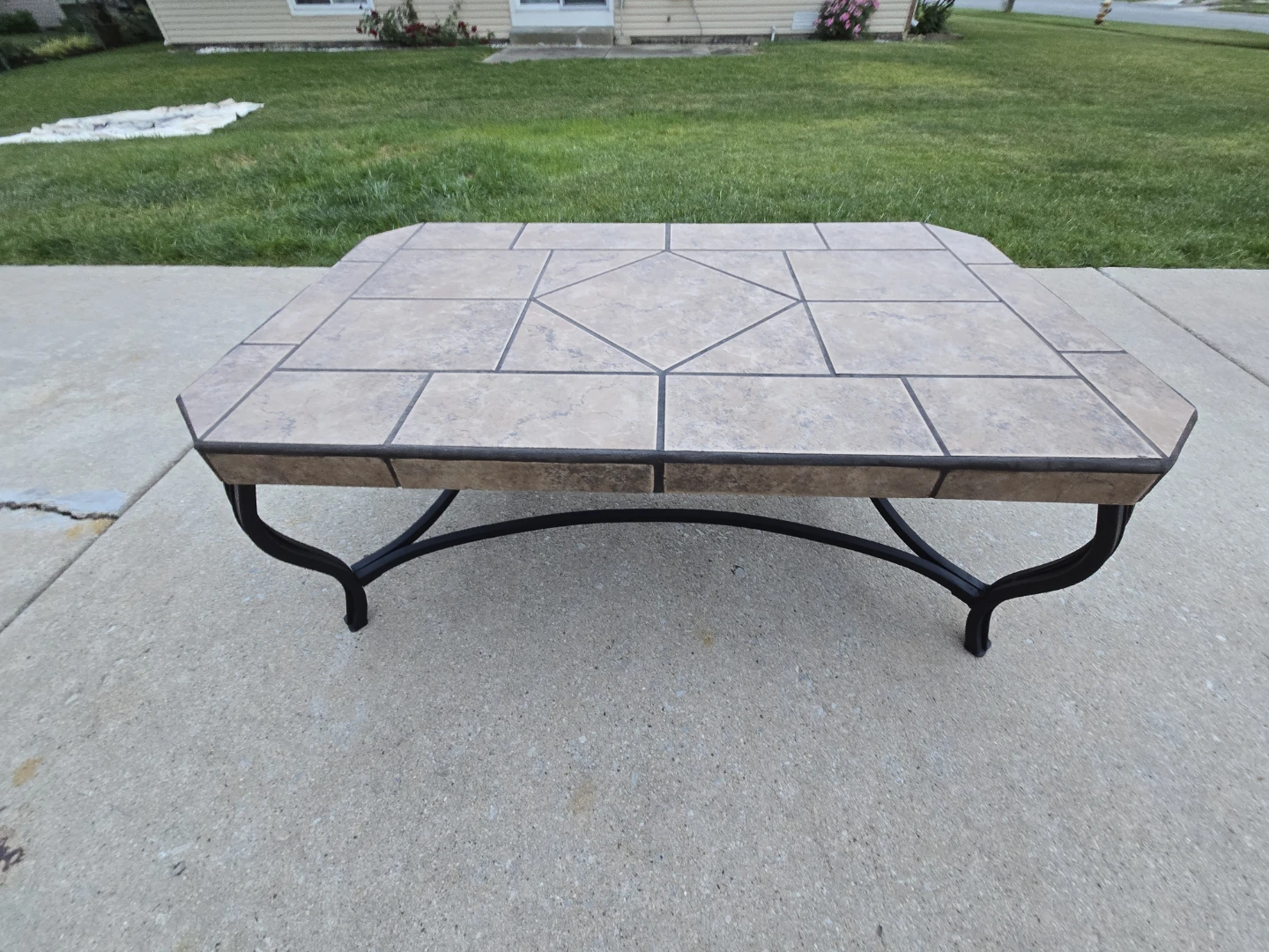 Tiled Coffee Table with Black Metal Base