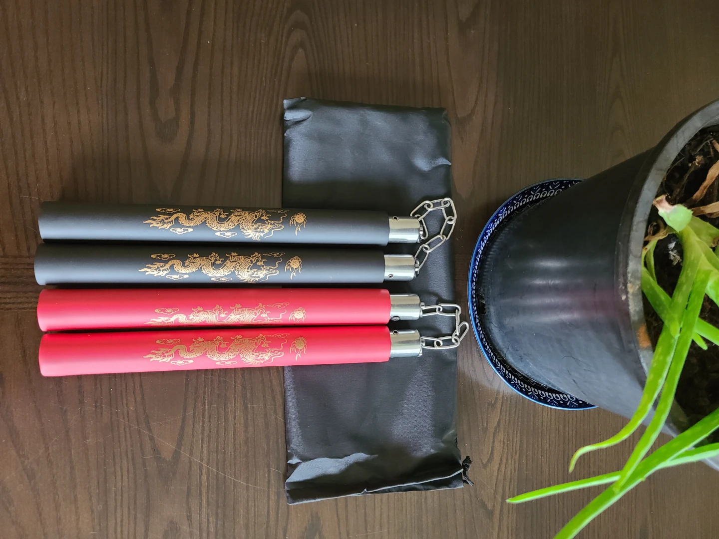 Brand New Dragon Print Nunchucks with Bag