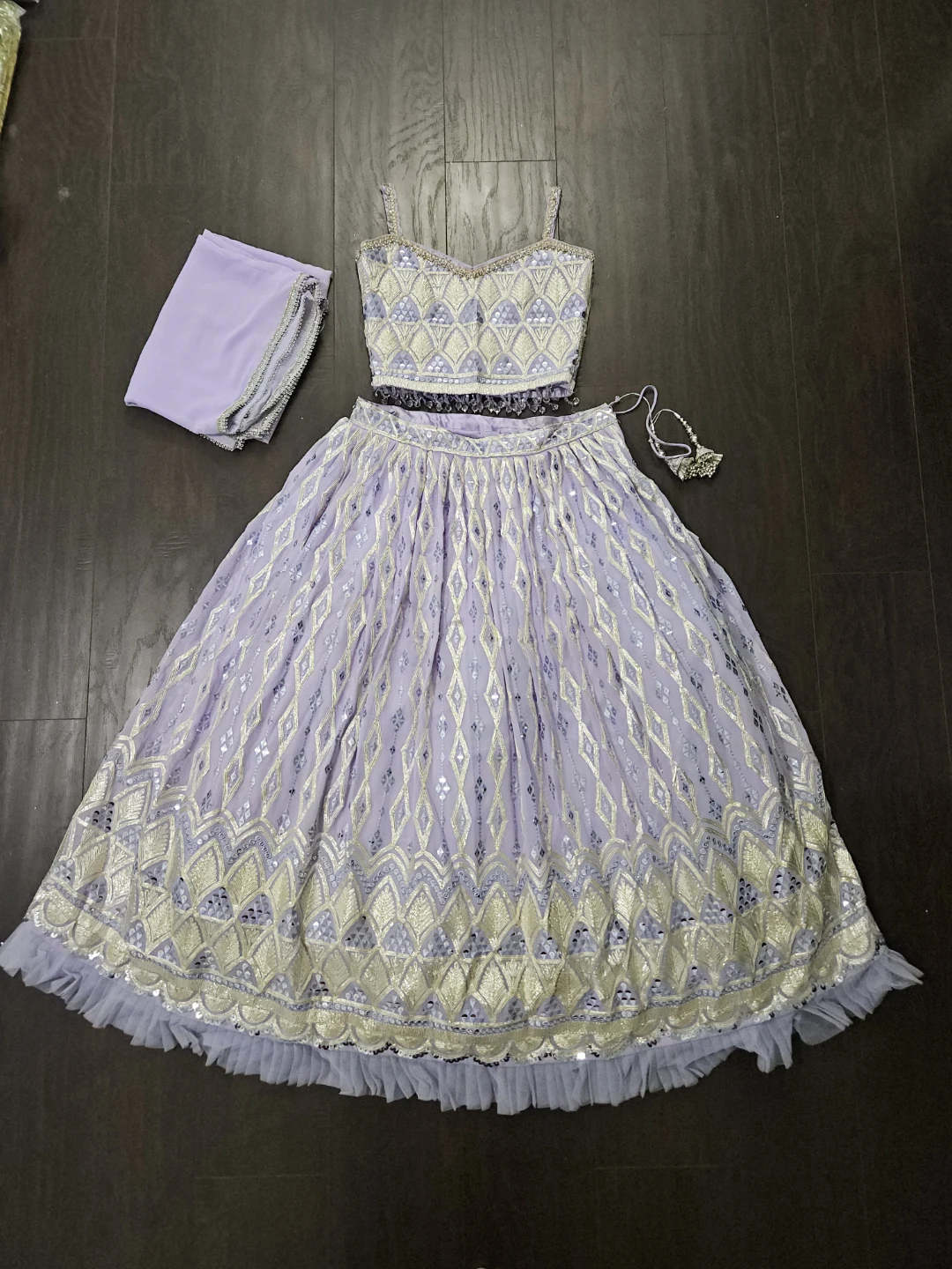 Lavender Sequined Lehenga Choli with Dupatta