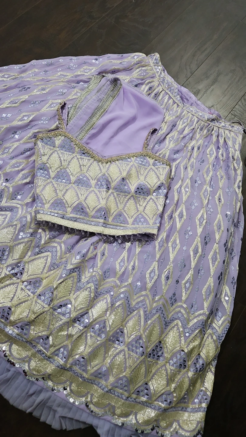 Lavender Sequined Lehenga Choli with Dupatta - photo 2