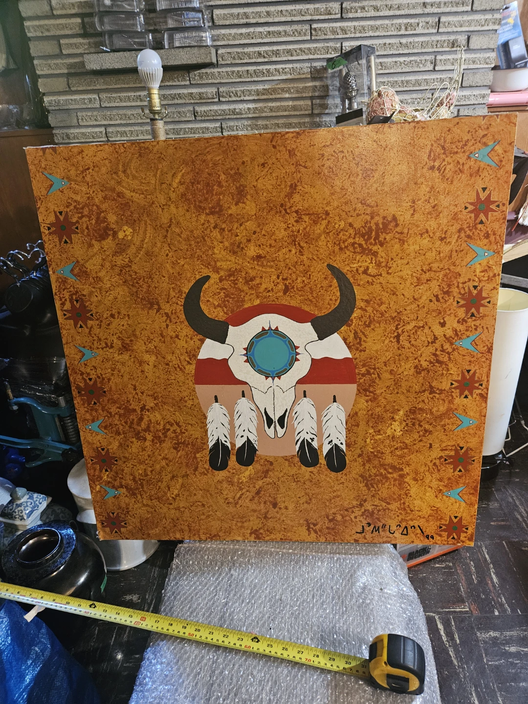 Native American Inspired Bull Skull Art - photo 2
