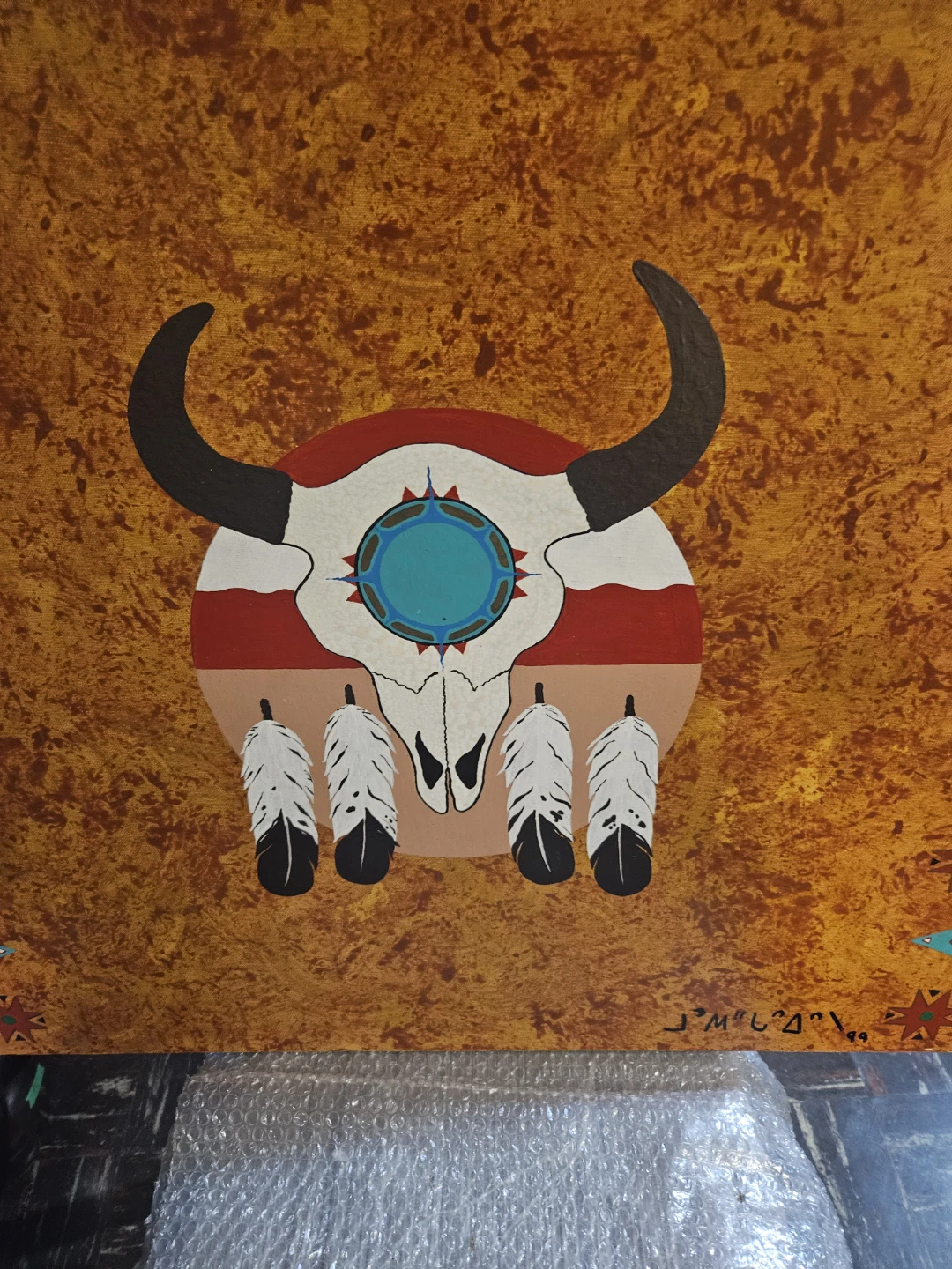 Native American Inspired Bull Skull Art - photo 3