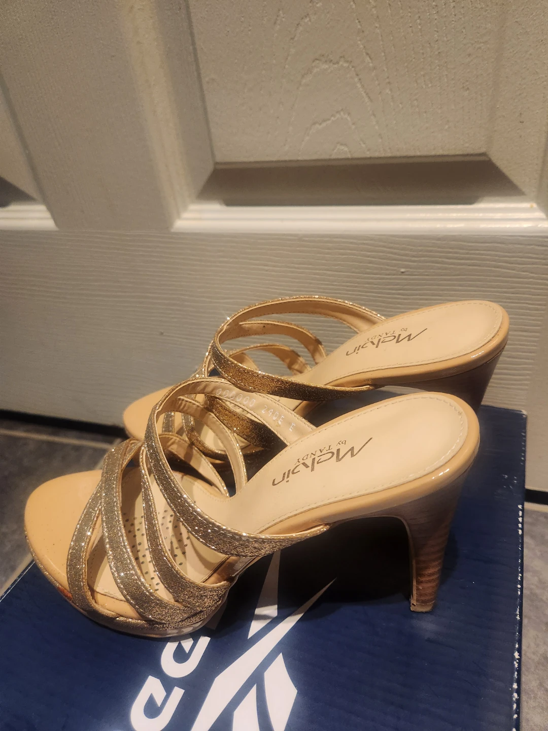 Gold Glitter Strappy Heeled Sandals