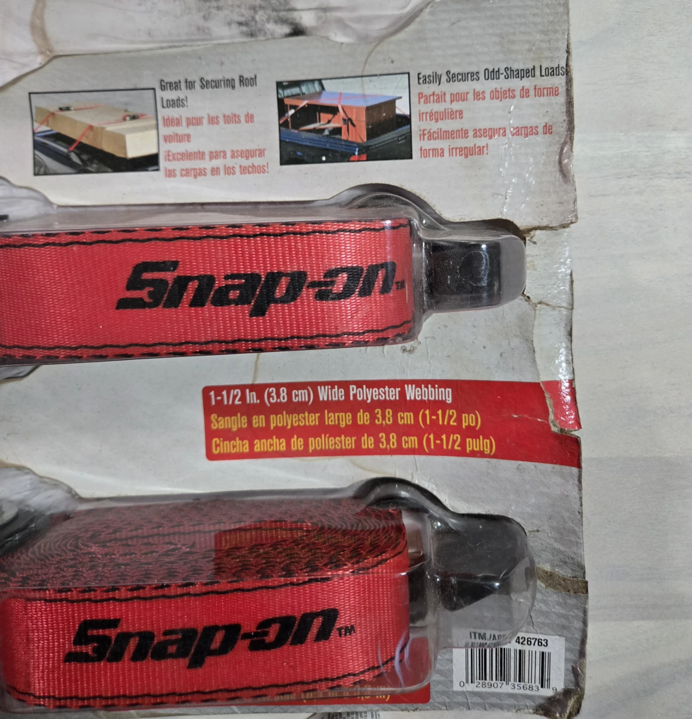 Snap-on Ratchet Straps Tie-Downs 16 ft (3 Pack) - photo 3