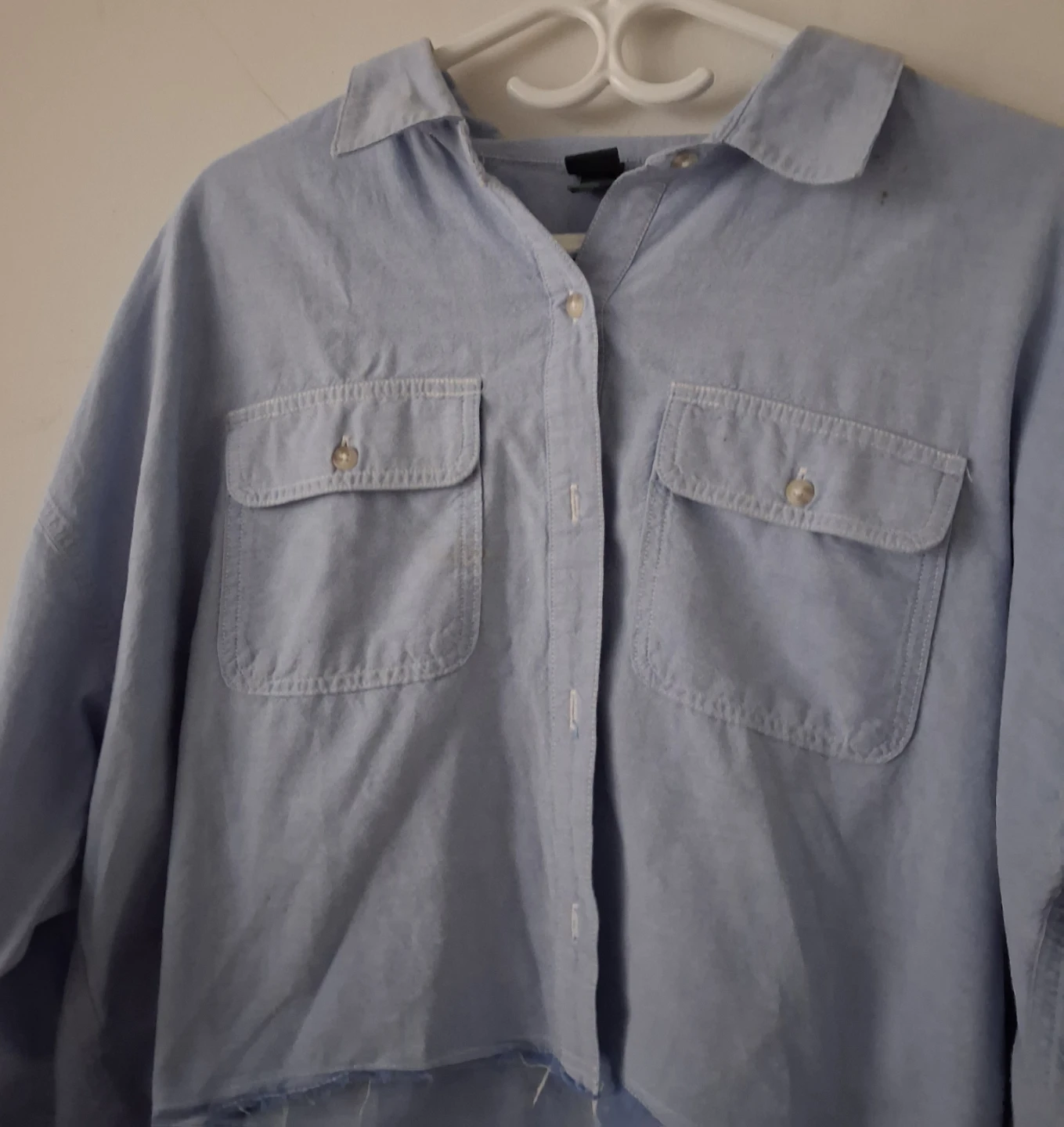 Wild Fable Light Blue Cropped Button-Up Shirt
