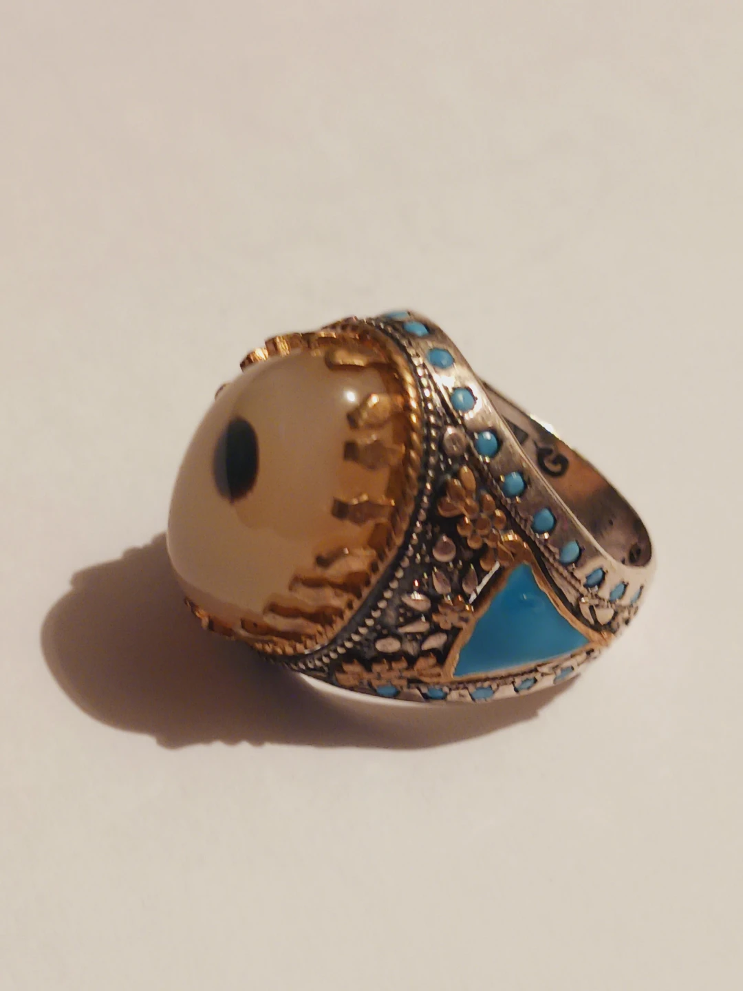 Sterling Silver 925 "Evil Eye" Ring with Agate stone. 9. - photo 3