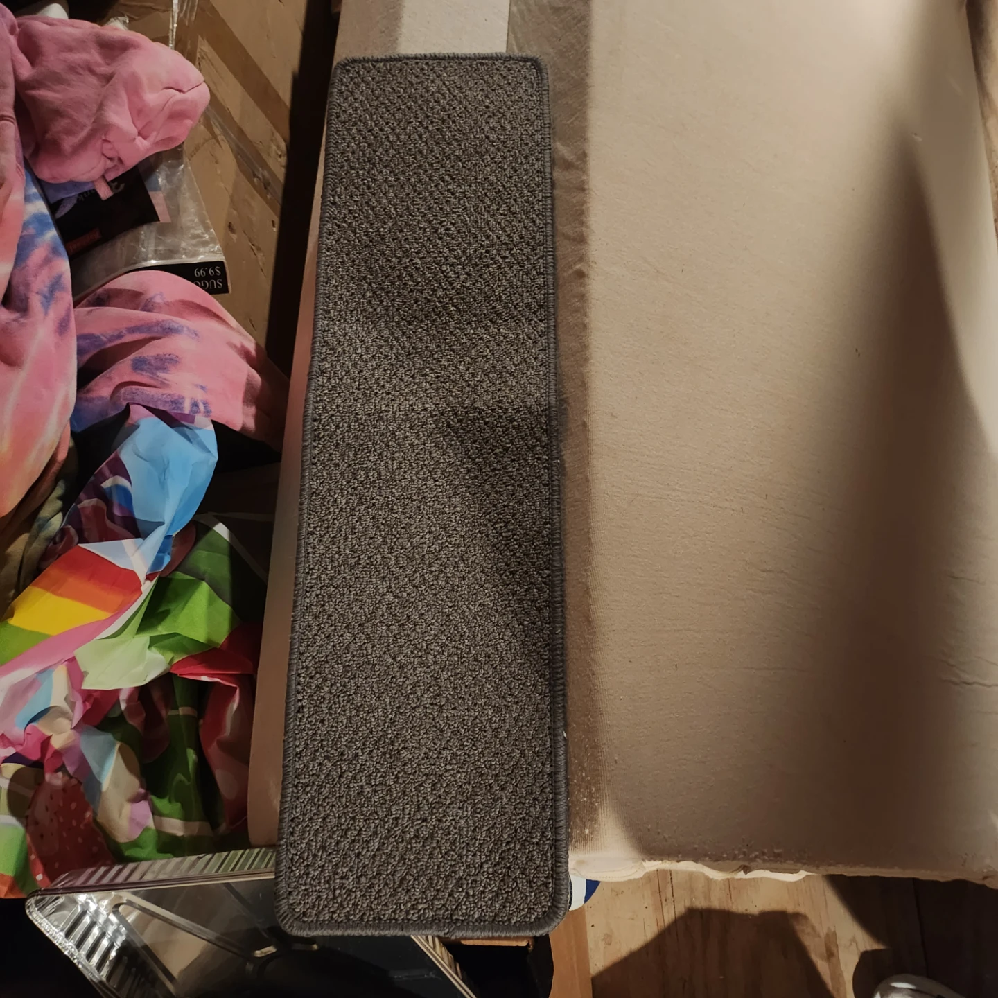 Gray Textured Carpet Stair Tread
