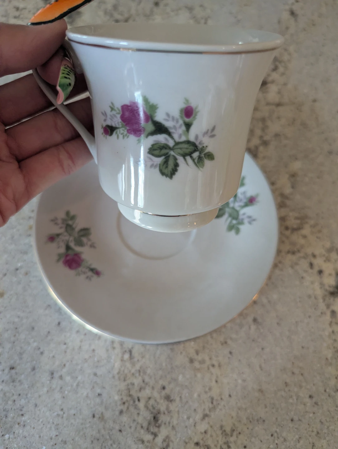Teacup and Saucer Set with Floral Design