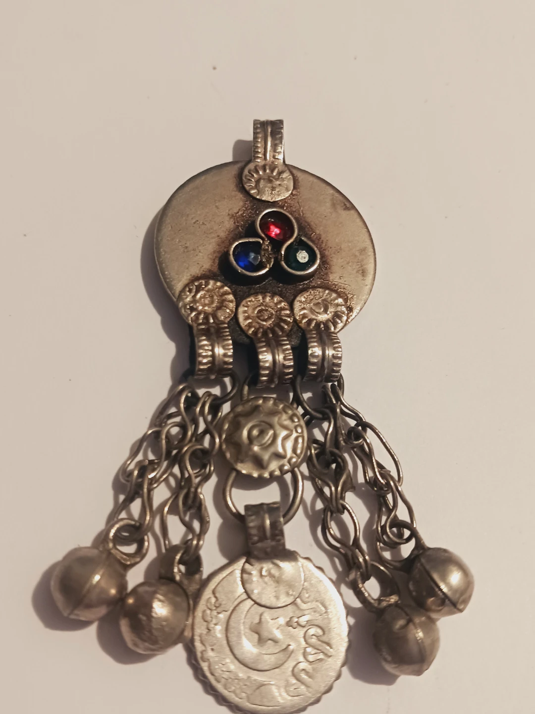 Afghan Ethnic Tribal Kuchi Pendant with 🌙 🌟 coin - photo 2