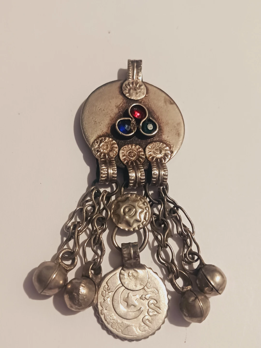 Afghan Ethnic Tribal Kuchi Pendant with 🌙 🌟 coin - photo 3