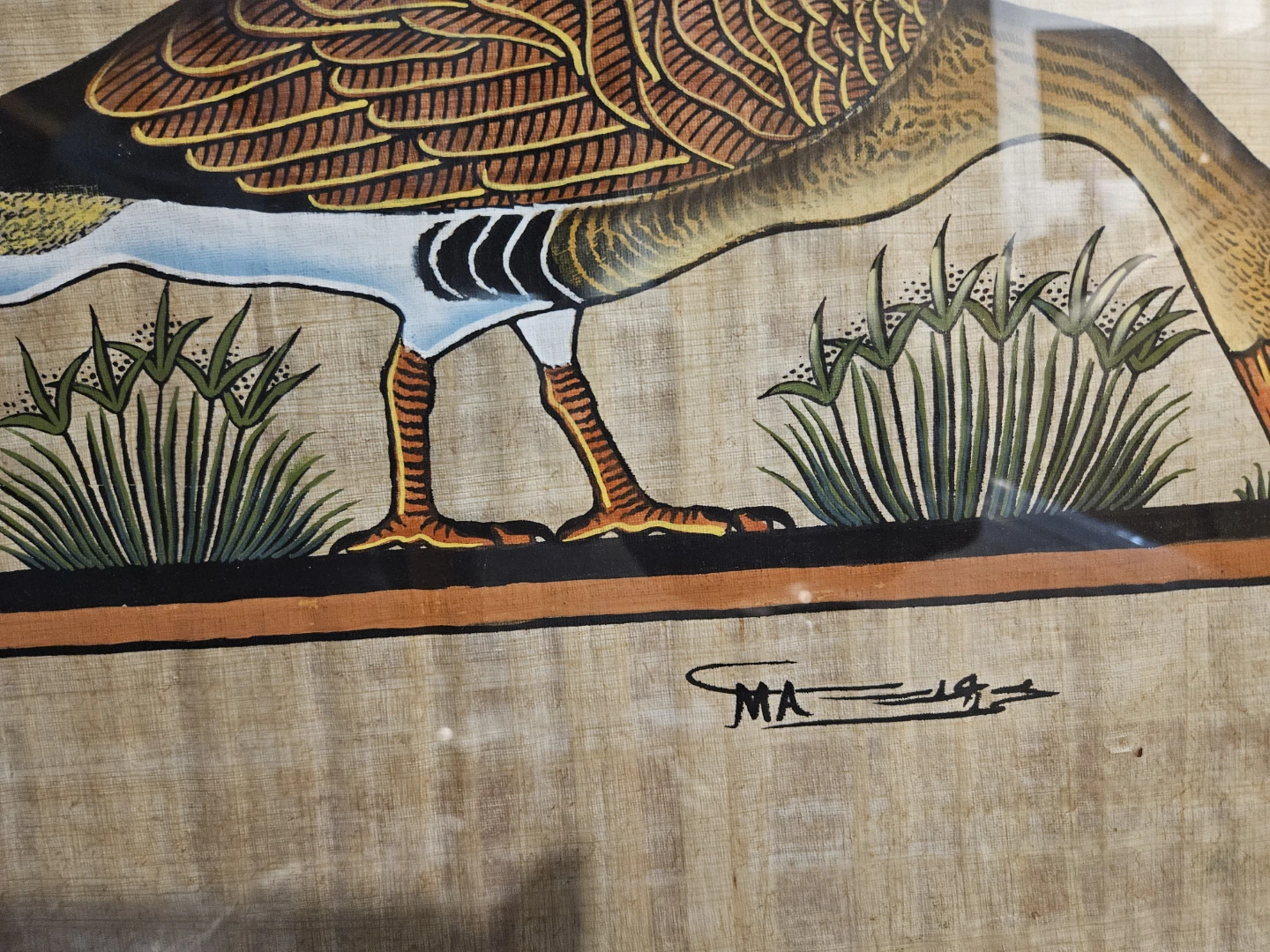 Framed Papyrus Painting of Geese - photo 5