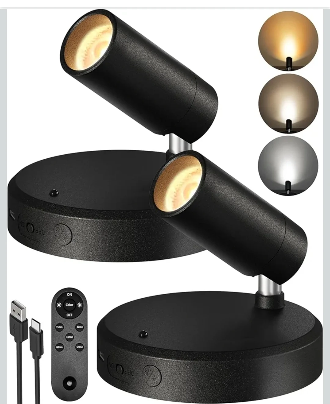 NEW USB Rechargable Spotlights Indoor with Remote, 5500mAh